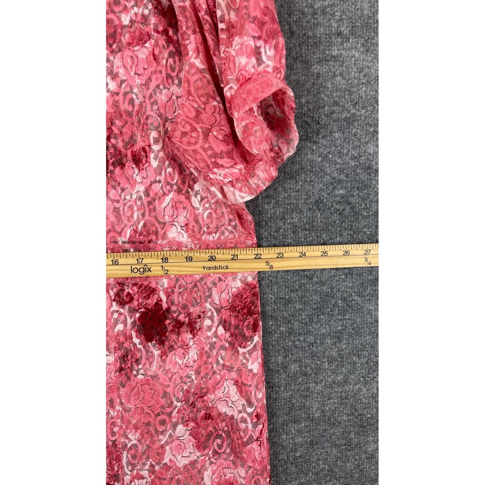 Chico's Floral Lace Maxi Dress Women's 1X Pink Excellent Tiered Puff Sleeve - Picture 6 of 10